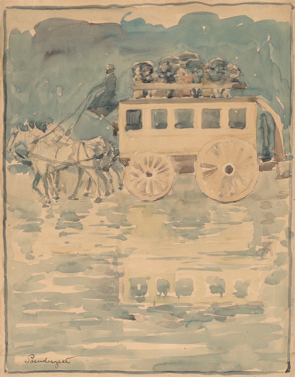 Parijse omnibus, 1893-1894 door Maurice Brazil Prendergast
