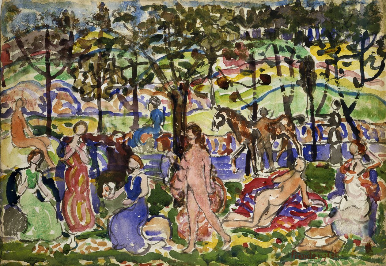 Parkscène, ca. 1915-1918 door Maurice Brazil Prendergast