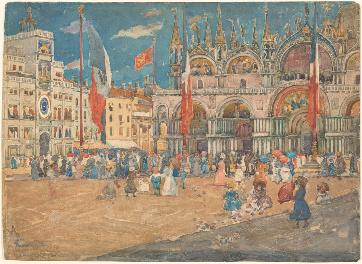 Piazza San Marco, 1898 door Maurice Brazil Prendergast