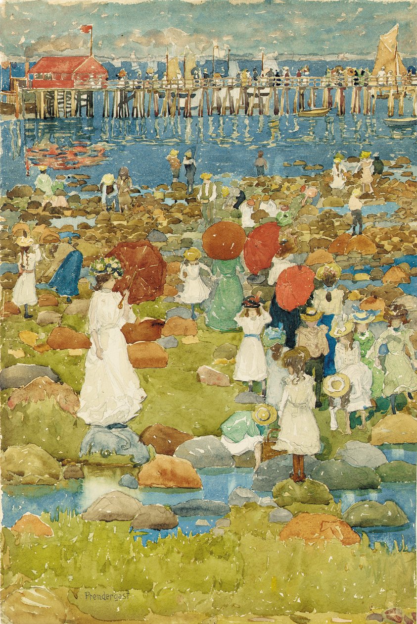 Rotsachtig strand door Maurice Brazil Prendergast
