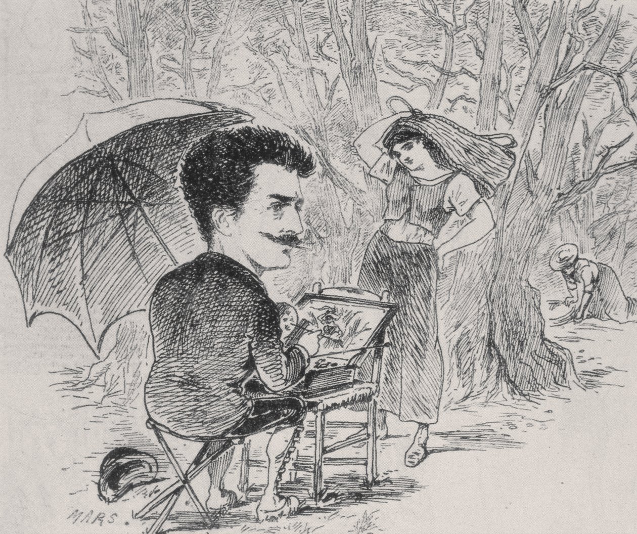 Rops schildert zijn olijvenplukkers, 1877 door Maurice Charles Mathieu Bonvoisin