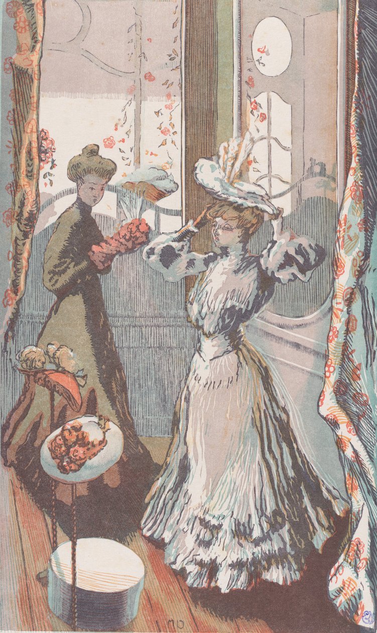Chez la Modiste, ca. 1910 door Maurice Delcourt