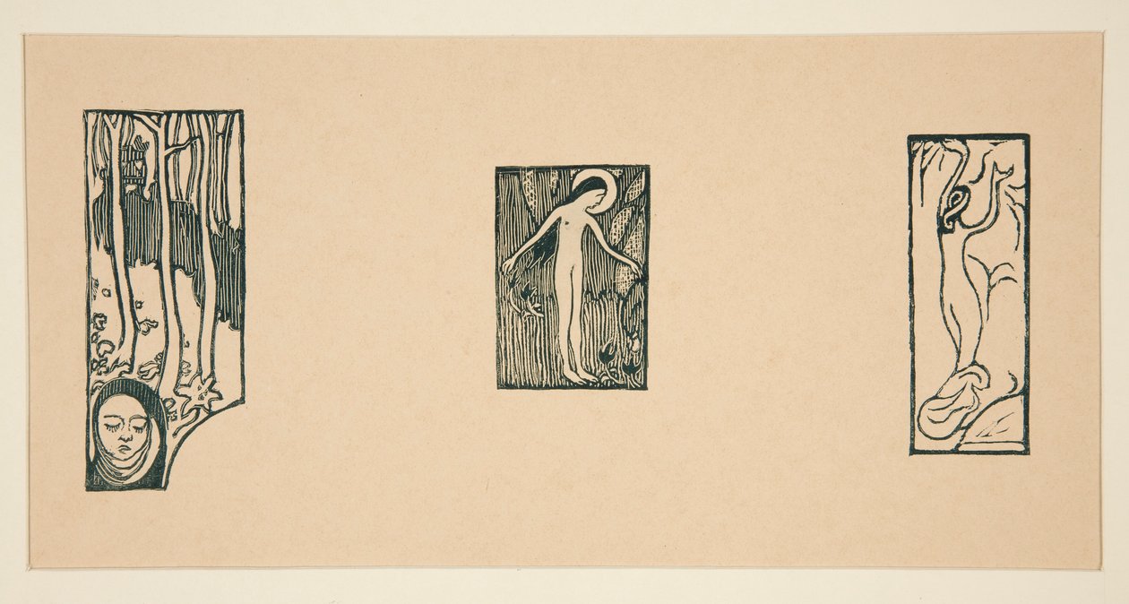 Blad met houtsneden van L door Maurice Denis