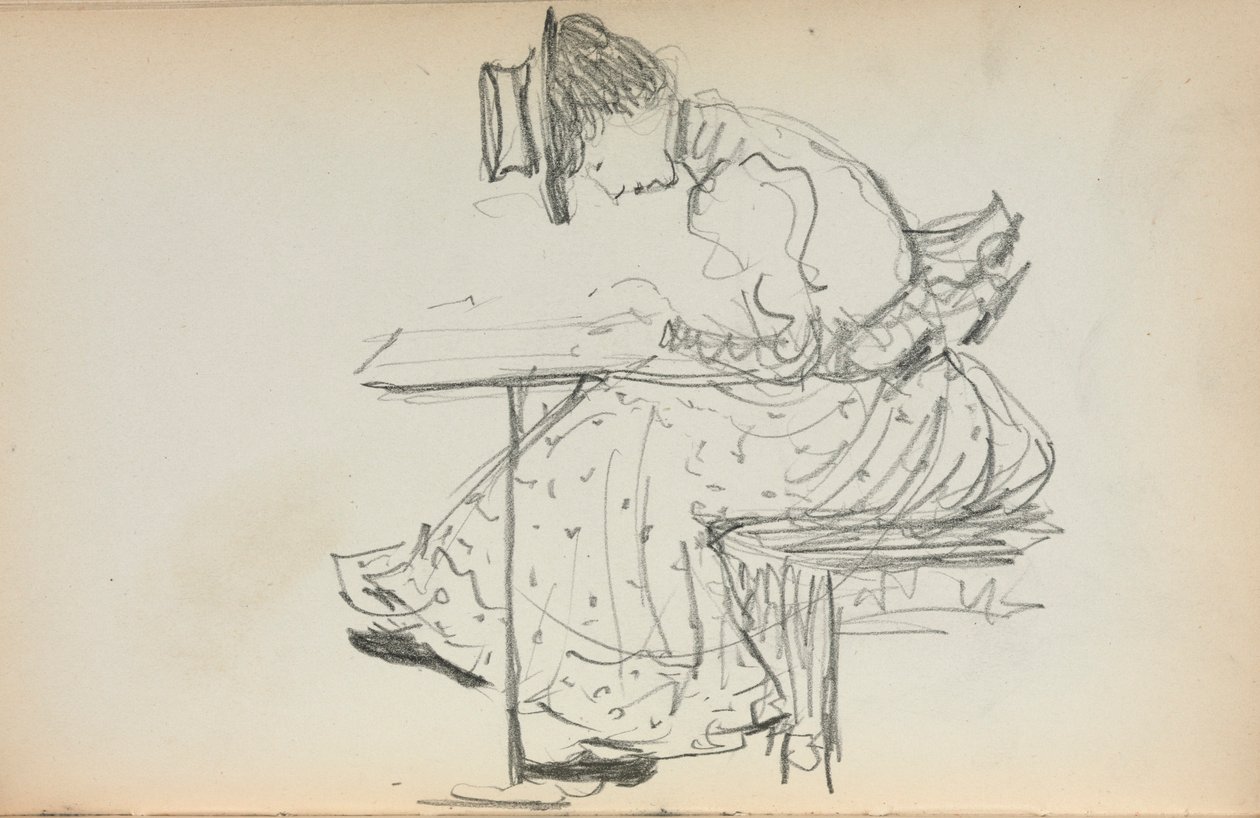 Italiaans schetsboek: Zittende vrouw (pagina 107) door Maurice Prendergast
