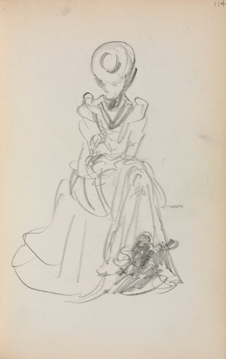 Italiaans schetsboek: Zittende vrouw (pagina 114) door Maurice Prendergast