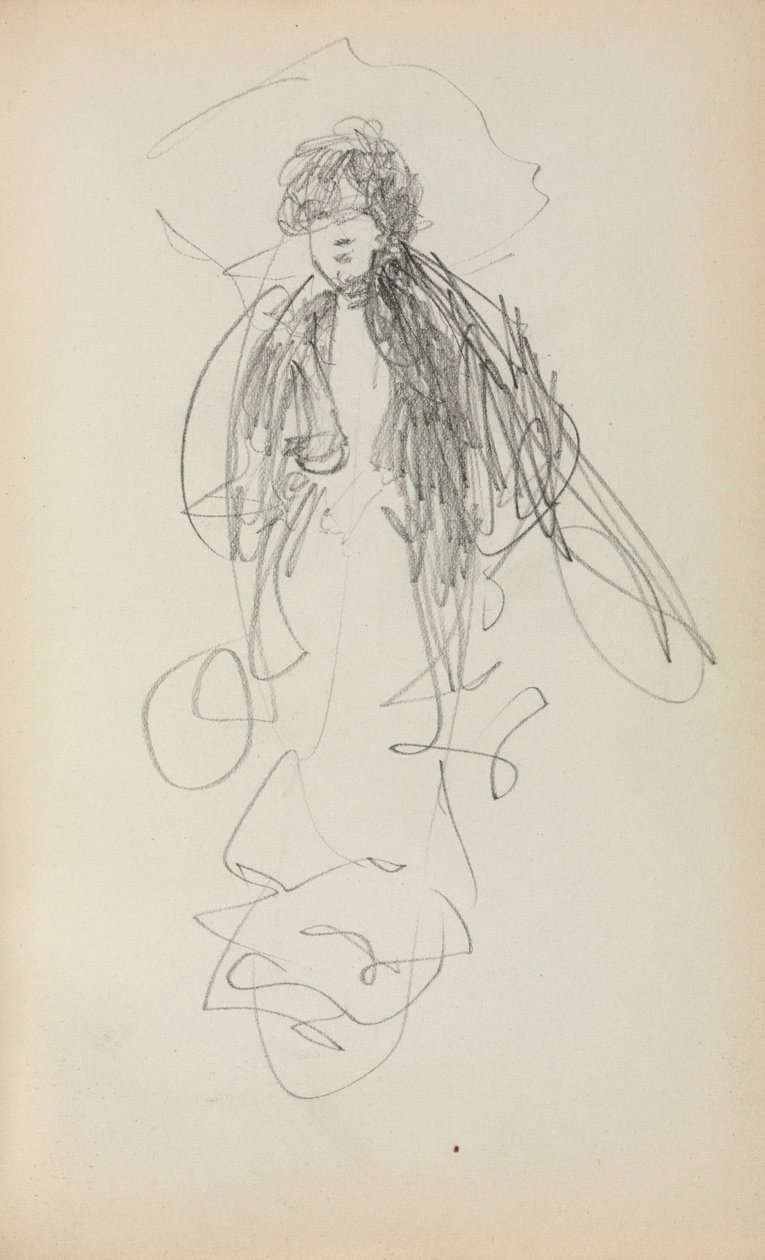 Italiaans schetsboek: Staande vrouw (pagina 219) door Maurice Prendergast