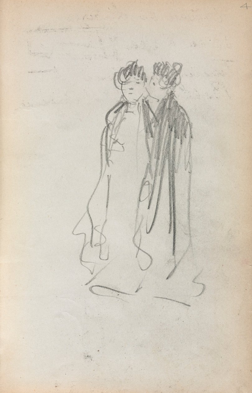 Italiaans schetsboek: Twee staande vrouwen (pagina 4) door Maurice Prendergast