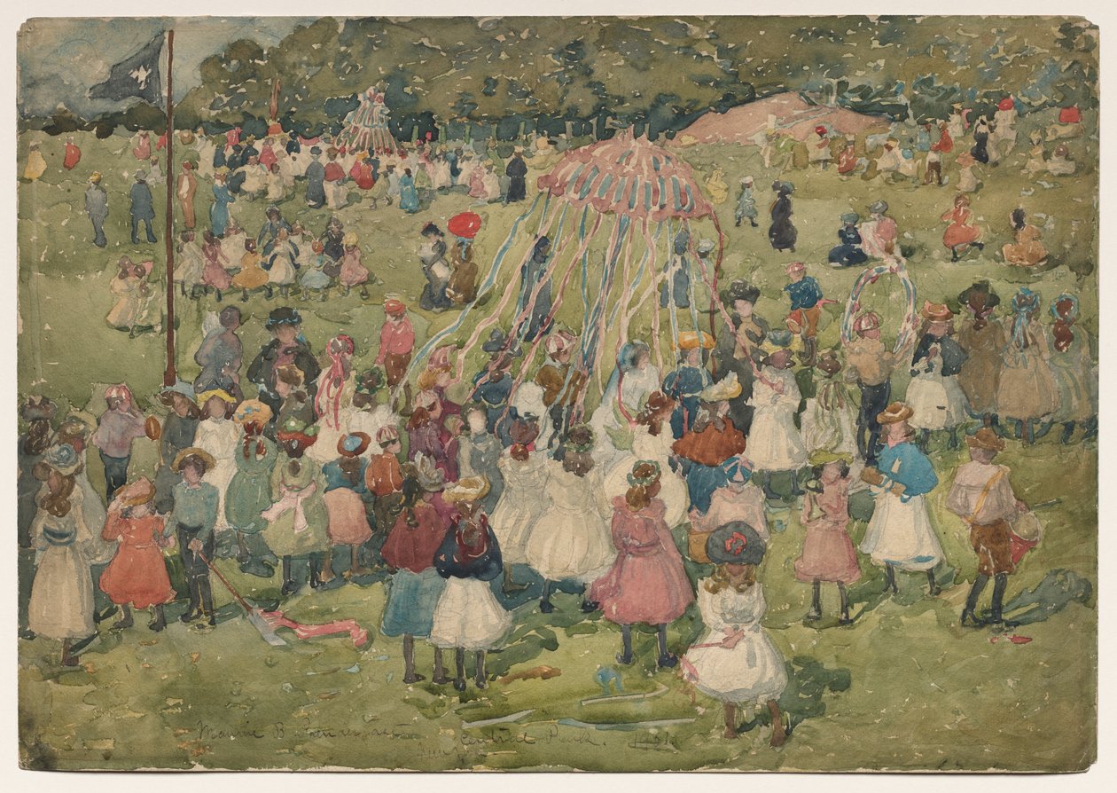 Dag van de Arbeid, Central Park door Maurice Brazil Prendergast
