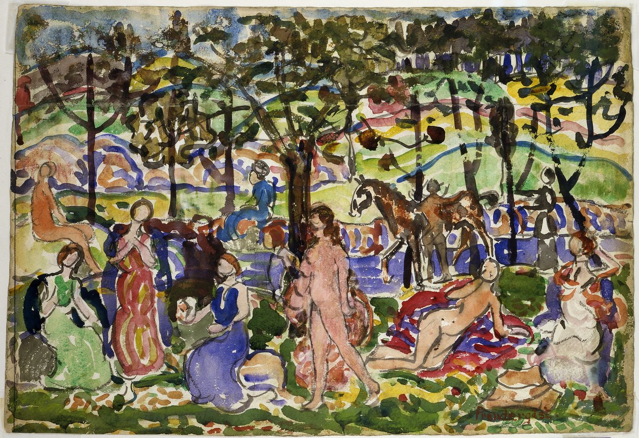 Park Scène door Maurice Prendergast