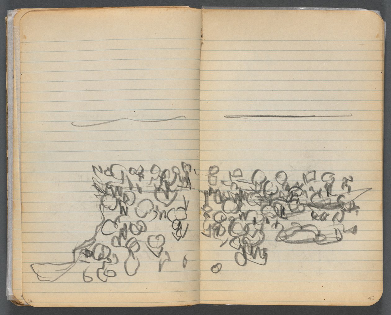 Schetsboek, pagina 044  45: Strandzicht door Maurice Prendergast