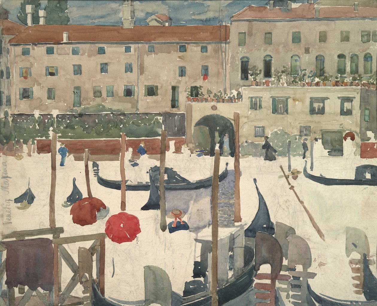 De Quai, Venetië (recto); Venetia Marina (verso) door Maurice Brazil Prendergast
