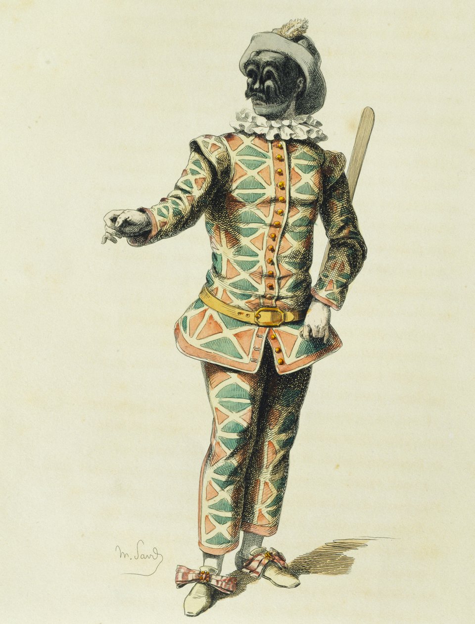 Harlekijn in 1671 door Maurice Sand