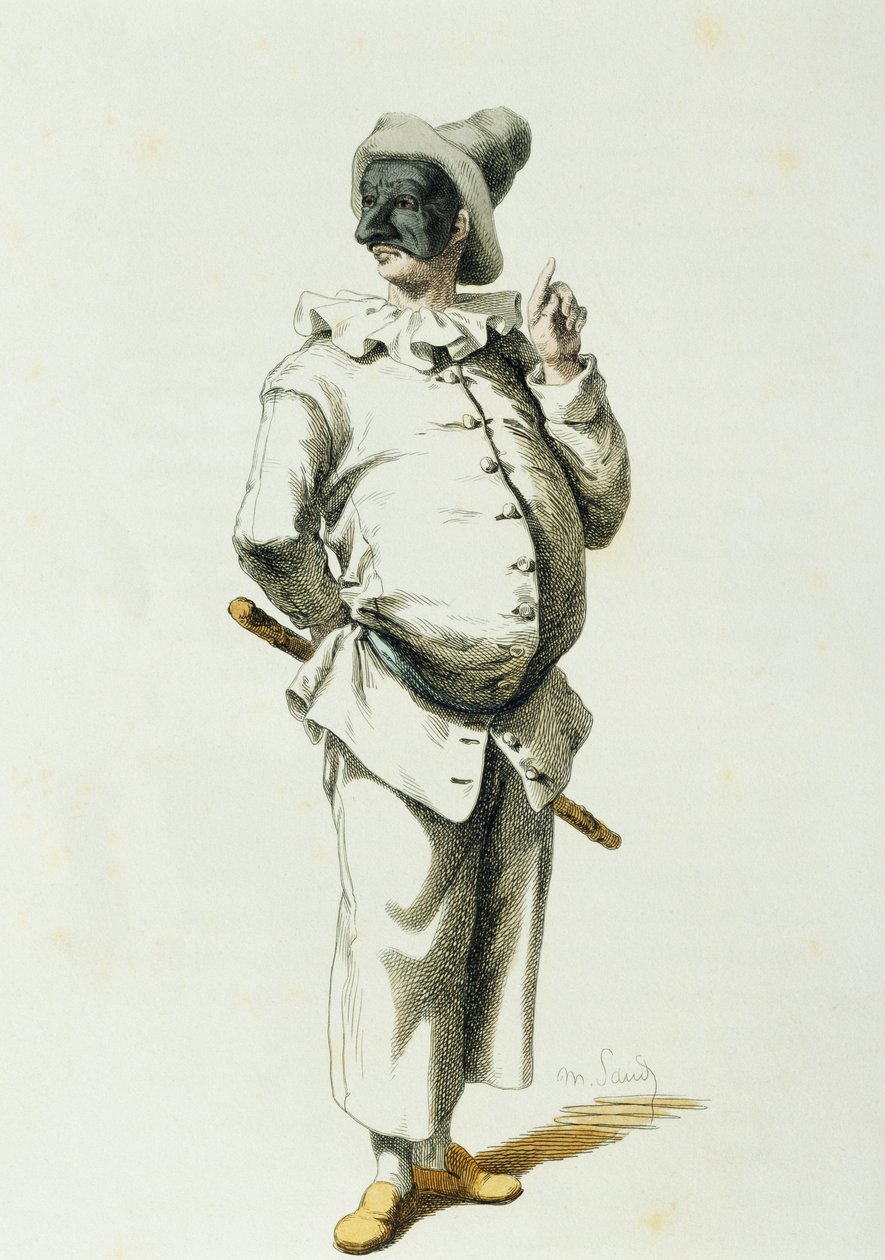 Pulcinella in 1700 door Maurice Sand