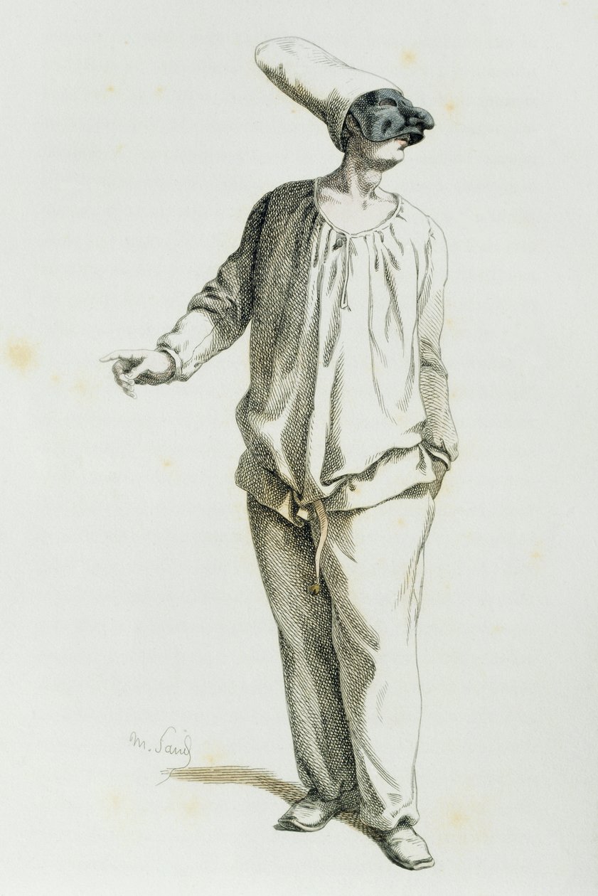 Pulcinella in 1800, door Maurice Sand door Maurice Sand