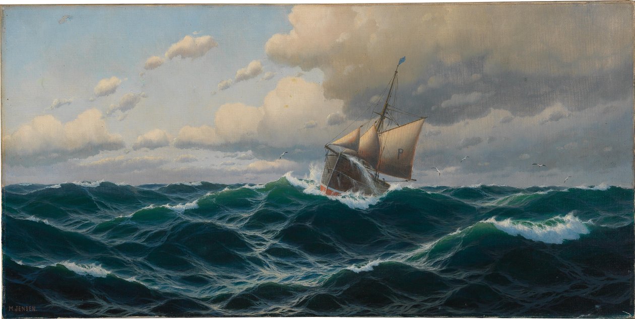 Schip op volle zee door Max Jensen