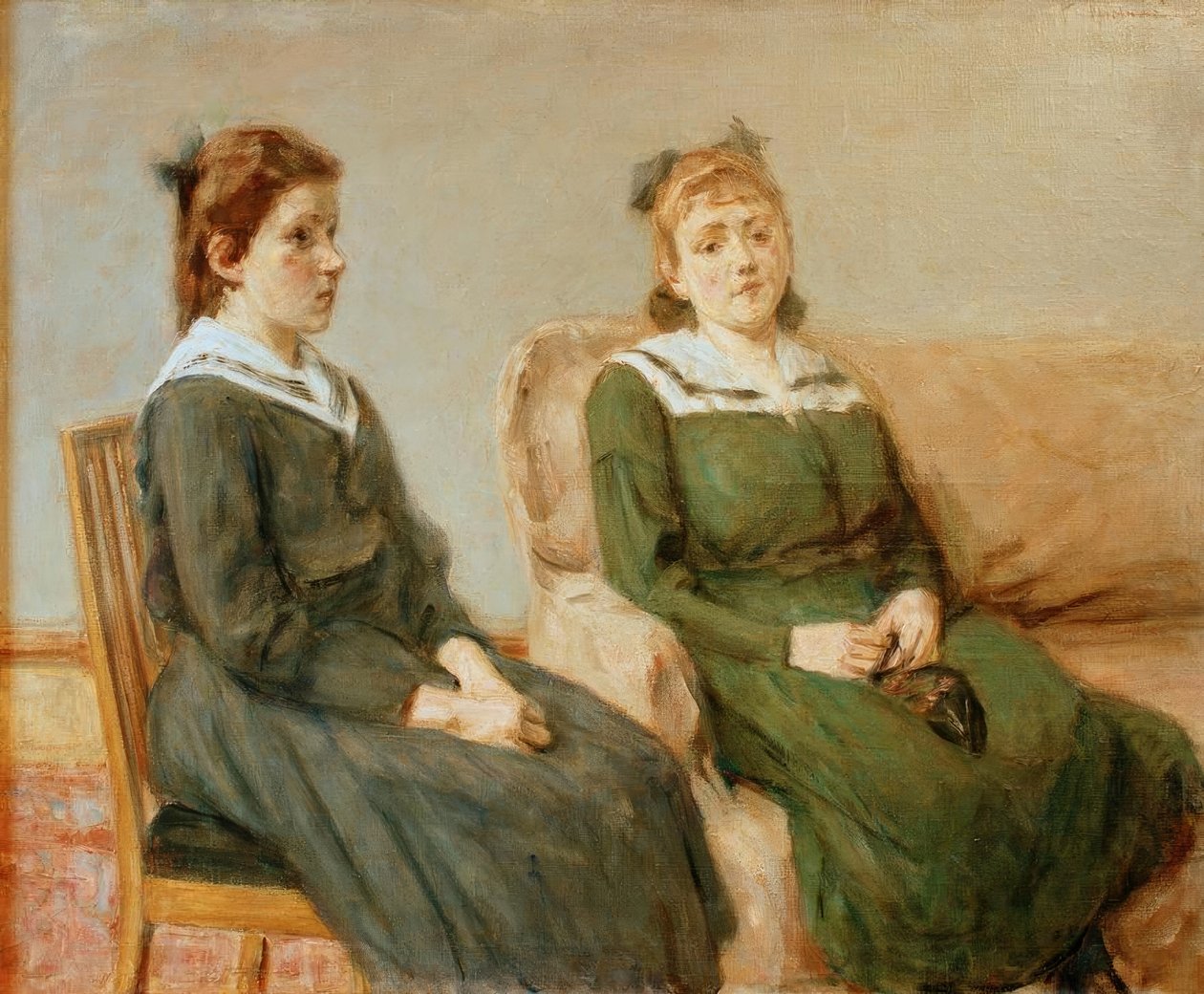 Portret van de dochters Leder door Max Liebermann