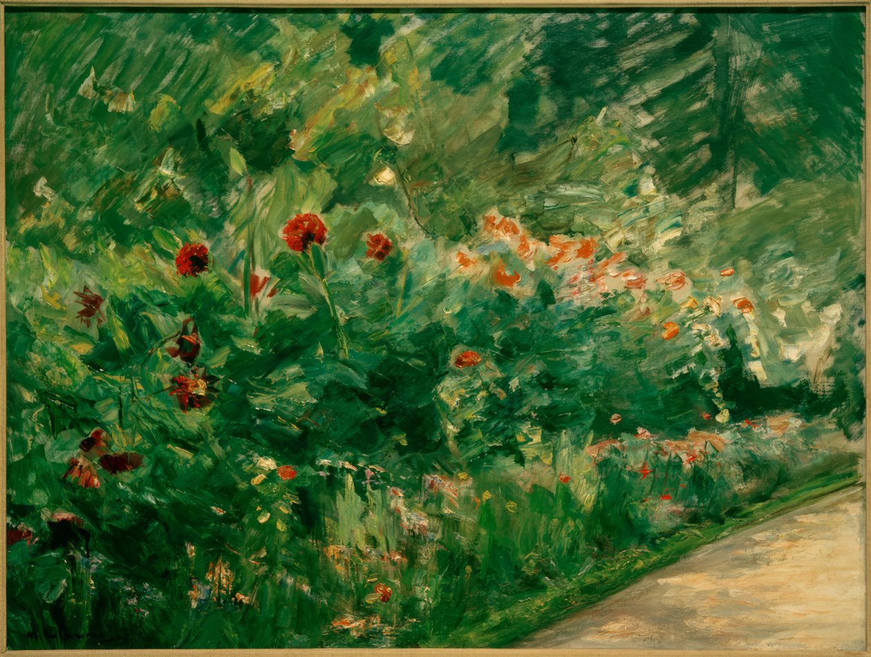 Bloemenstengels in de moestuin naar het zuidwesten door Max Liebermann