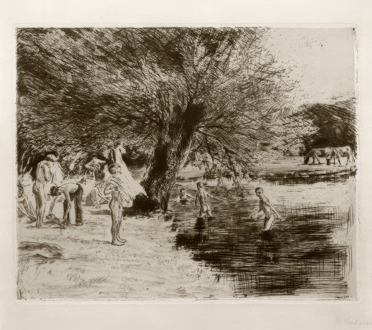 M. Liebermann, badende jongens door Max Liebermann