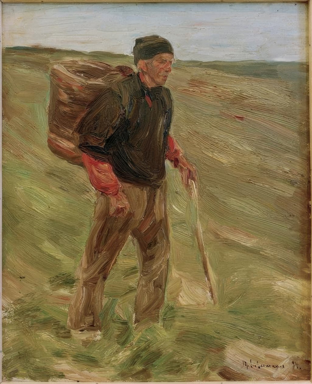 M. Liebermann, Studie voor boer met mand door Max Liebermann