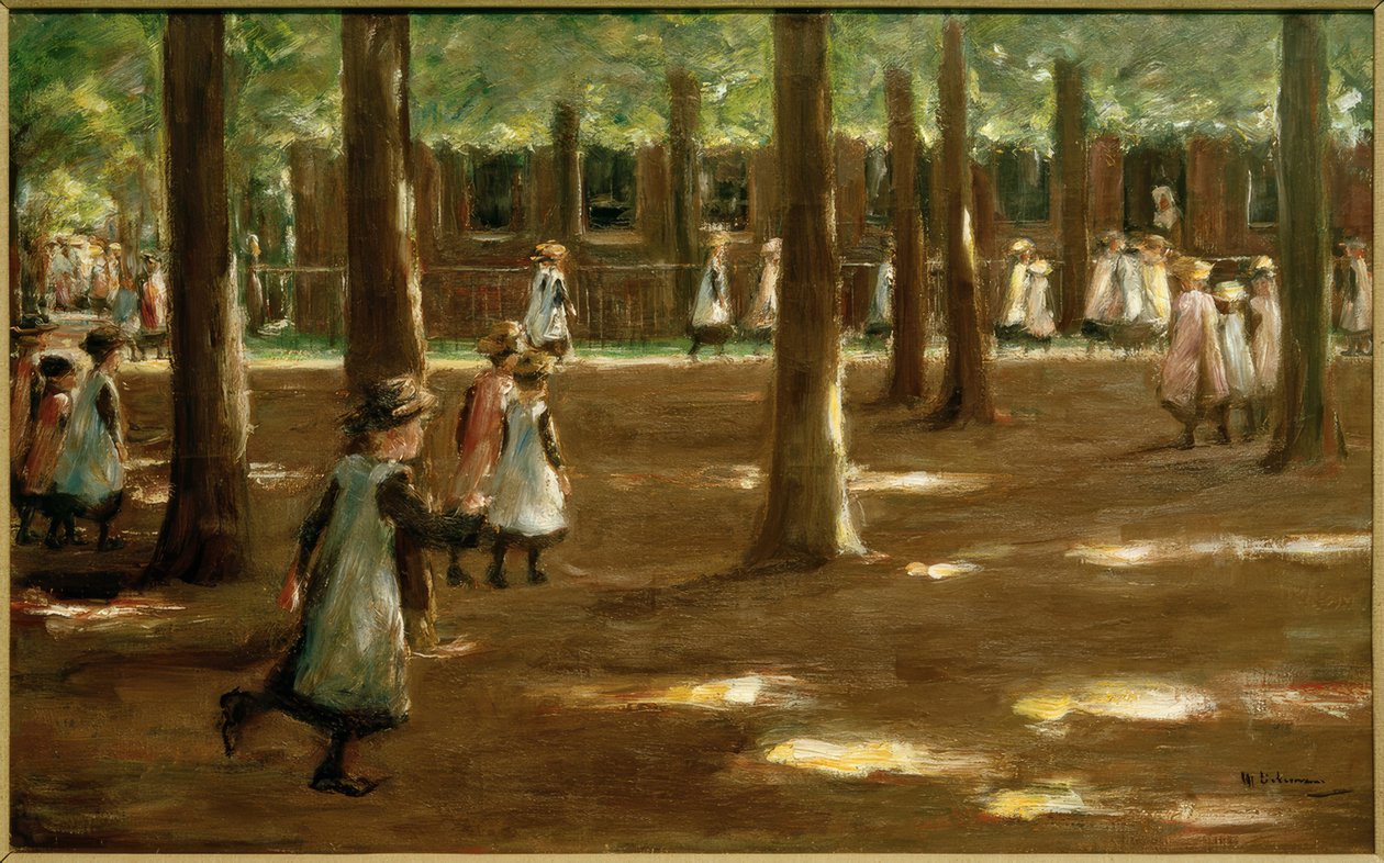 Schoolgang in Laren - compositiestudie door Max Liebermann