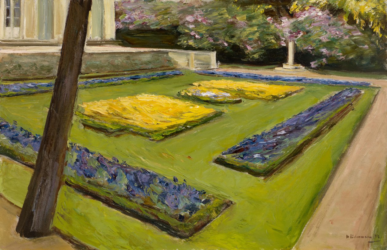 Terras in de tuin bij het Wannsee-meer richting noordwesten door Max Liebermann