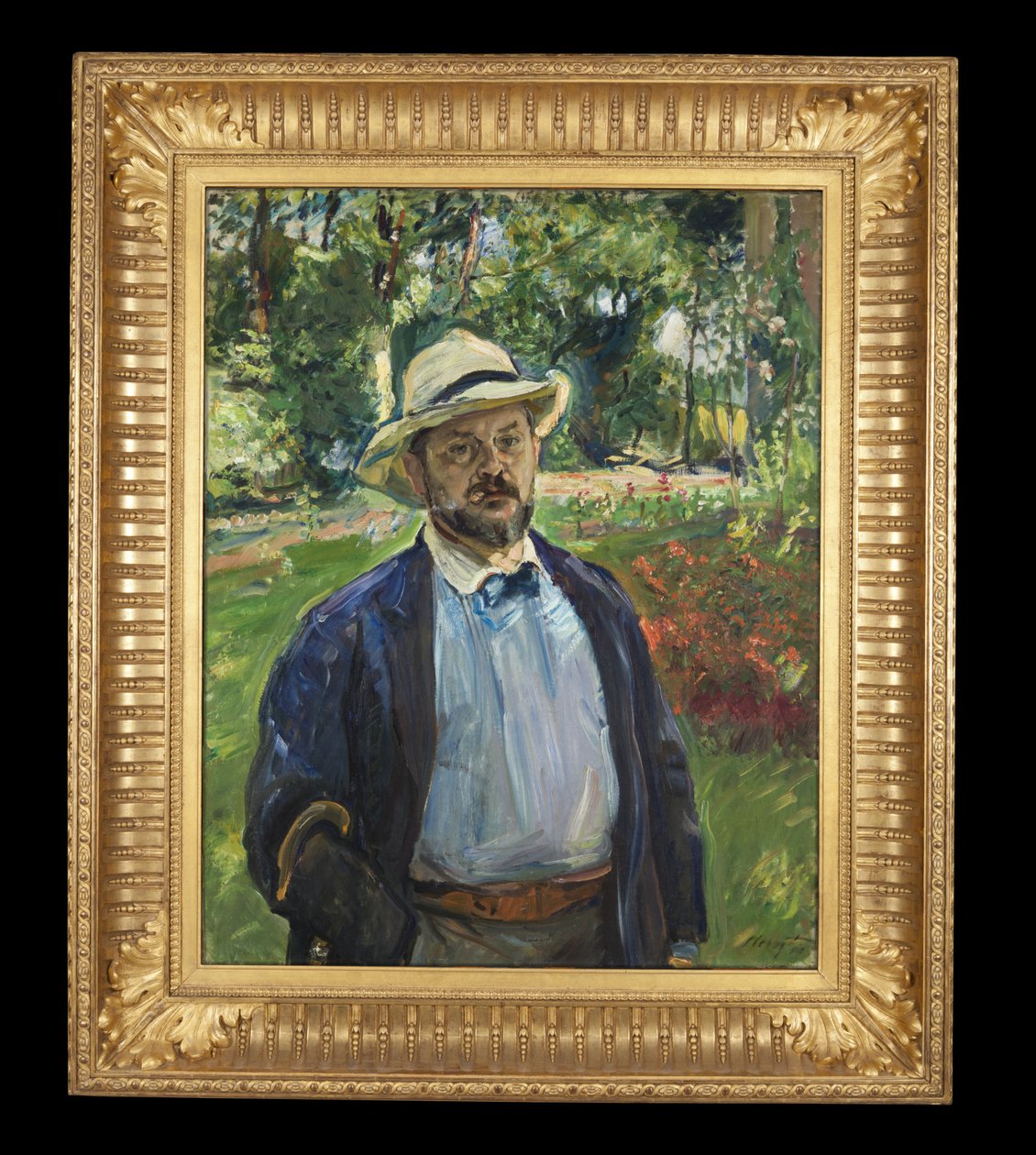 Zelfportret in de tuin van Godramstein, 1910 door Max Slevogt