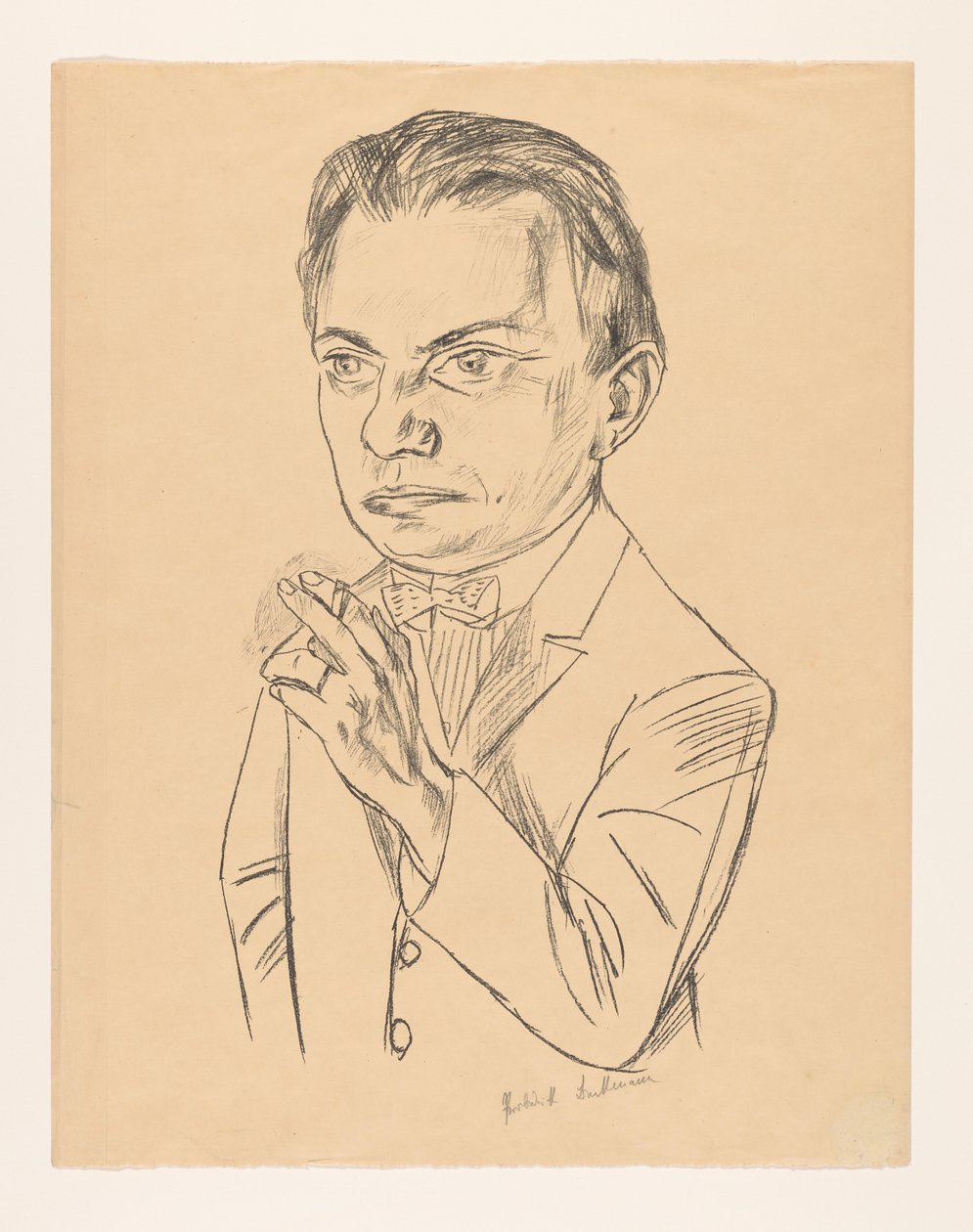 Zelfportret met sigaret door Max Beckmann (signed by artist)