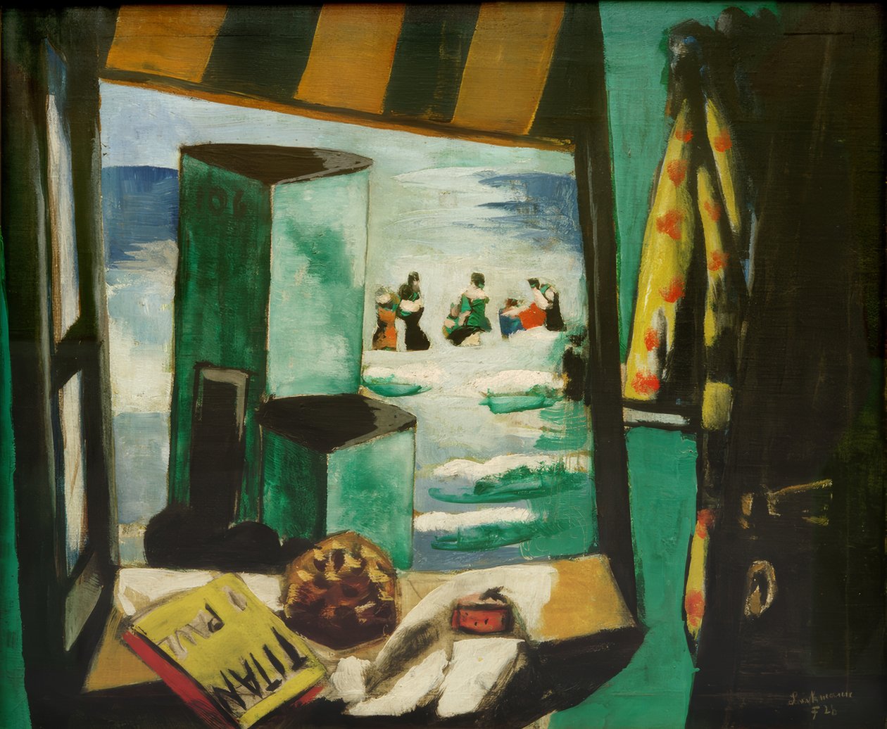 Badcabine, groen door Max Beckmann