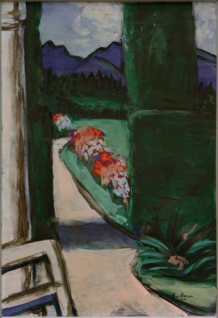 Uitzicht vanuit het paviljoen. Ohlstadt door Max Beckmann