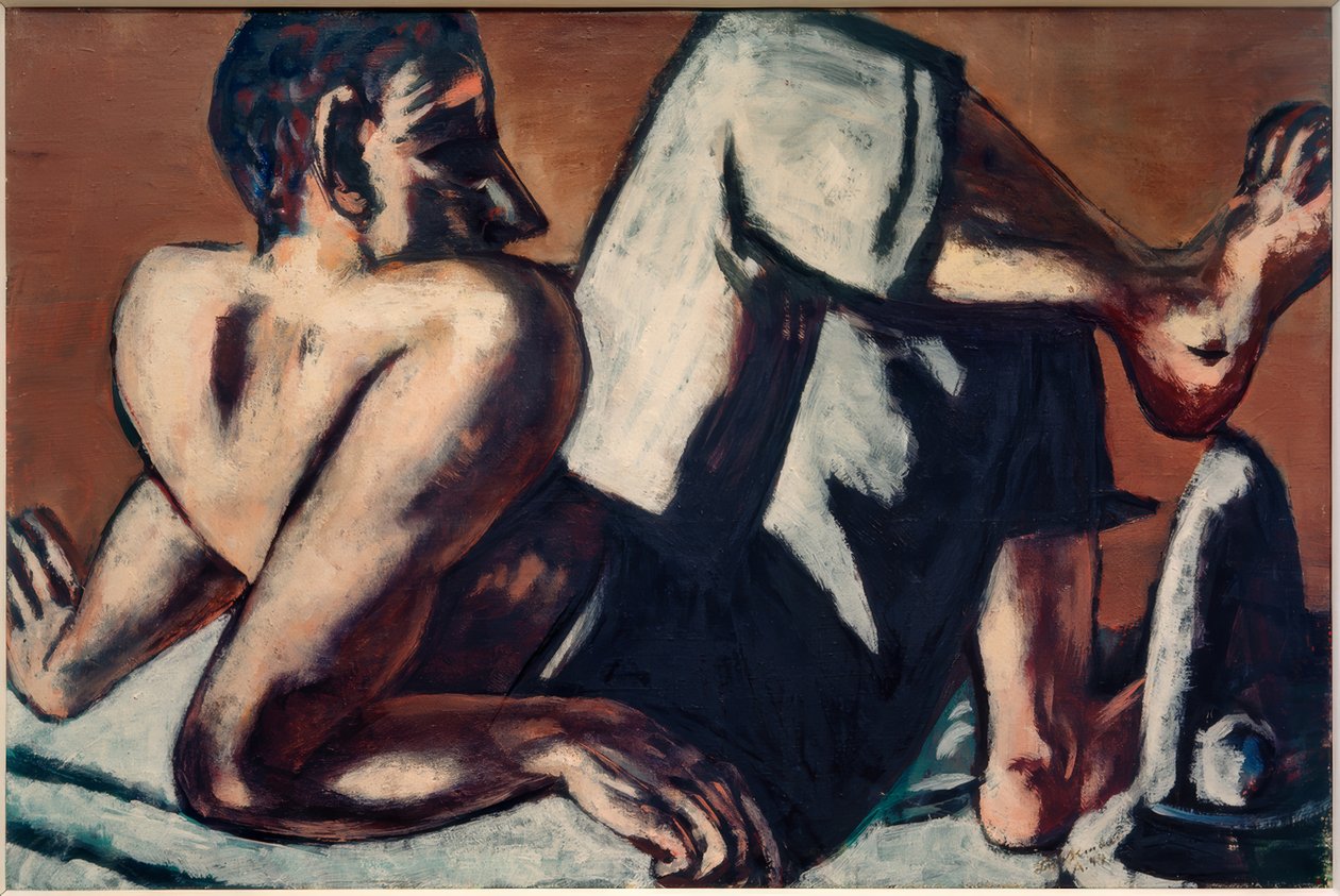 Halfnaakte clown (kunstenaar) door Max Beckmann