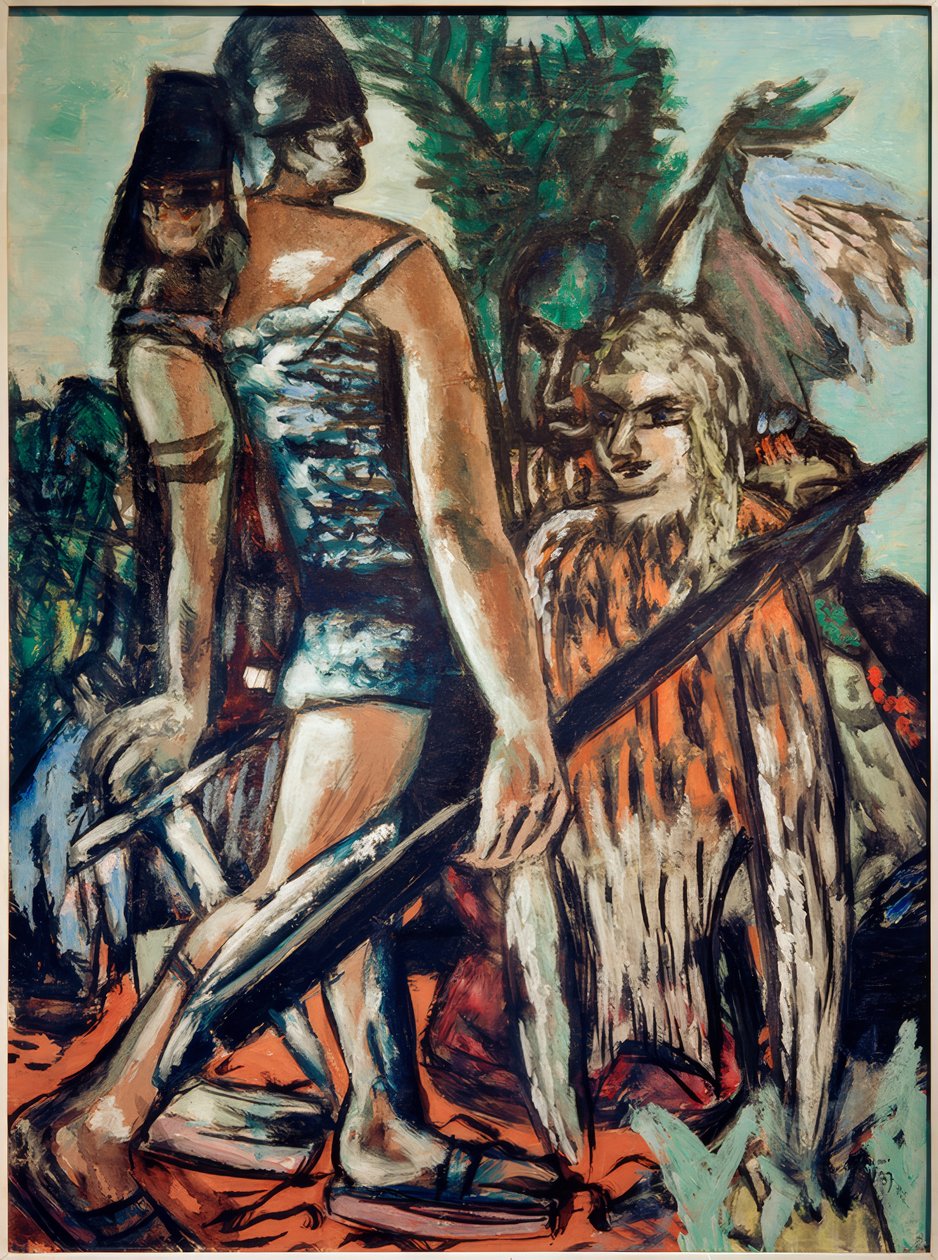 Krijger en Vogelvrouw door Max Beckmann