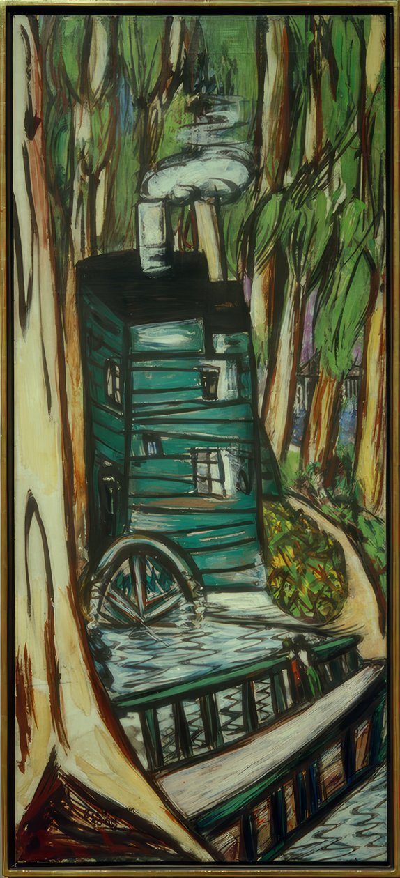Molen in het Eucalyptusbos (Mills College) door Max Beckmann