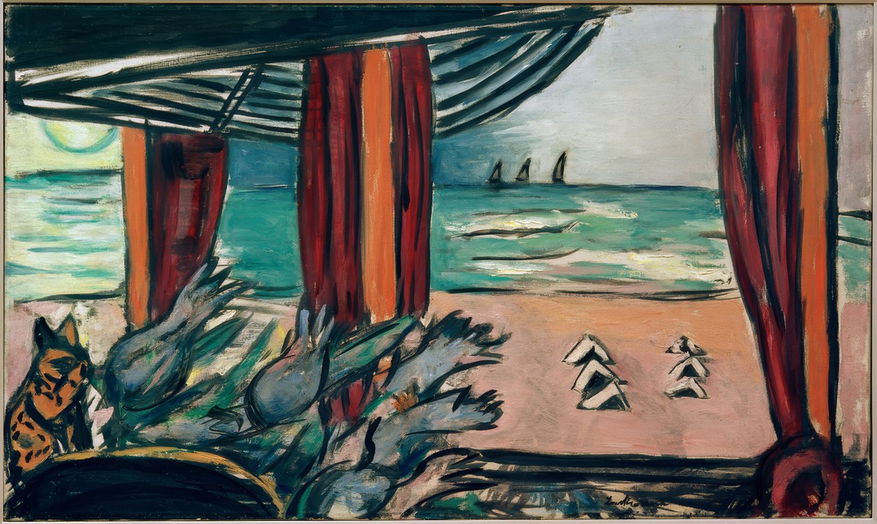Noordzeelandschap met tenten door Max Beckmann