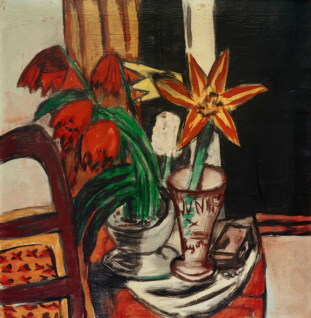 Rode Tulp en Vuurlelies door Max Beckmann