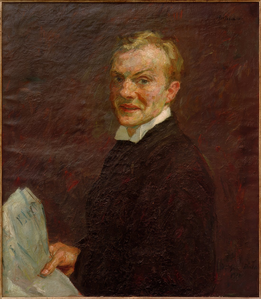 Zelfportret (lachend) door Max Beckmann