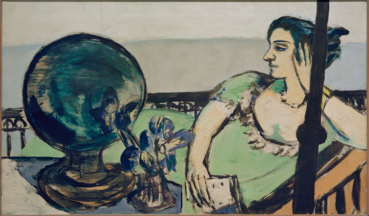Peinzende vrouw aan zee door Max Beckmann