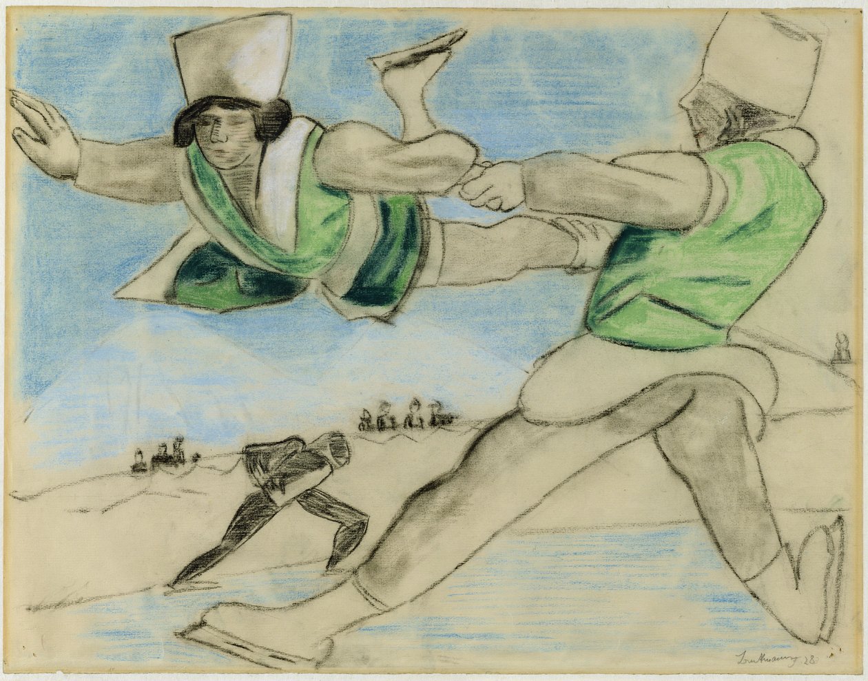 Schaatsers in Davos door Max Beckmann