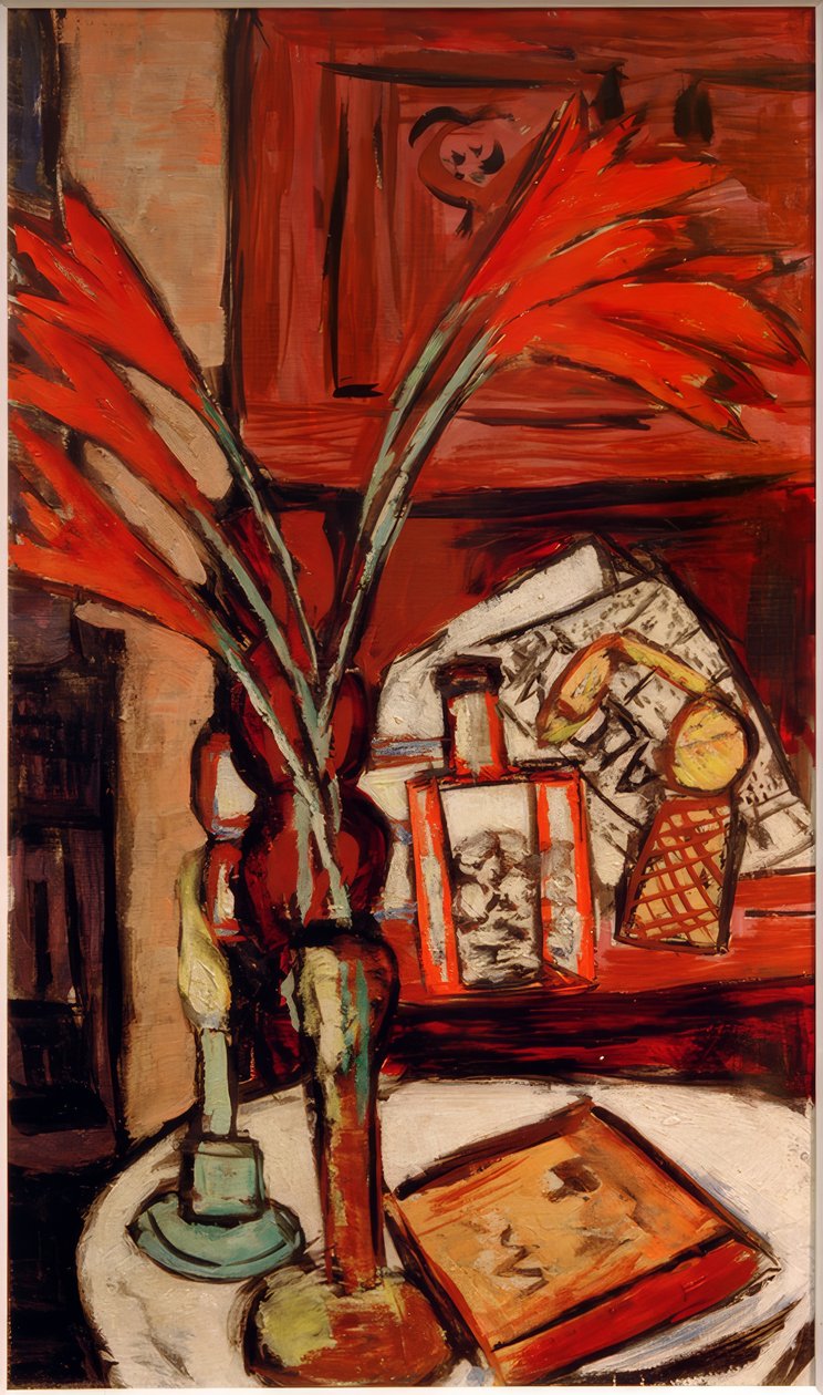 Stilleven met groene kaars door Max Beckmann