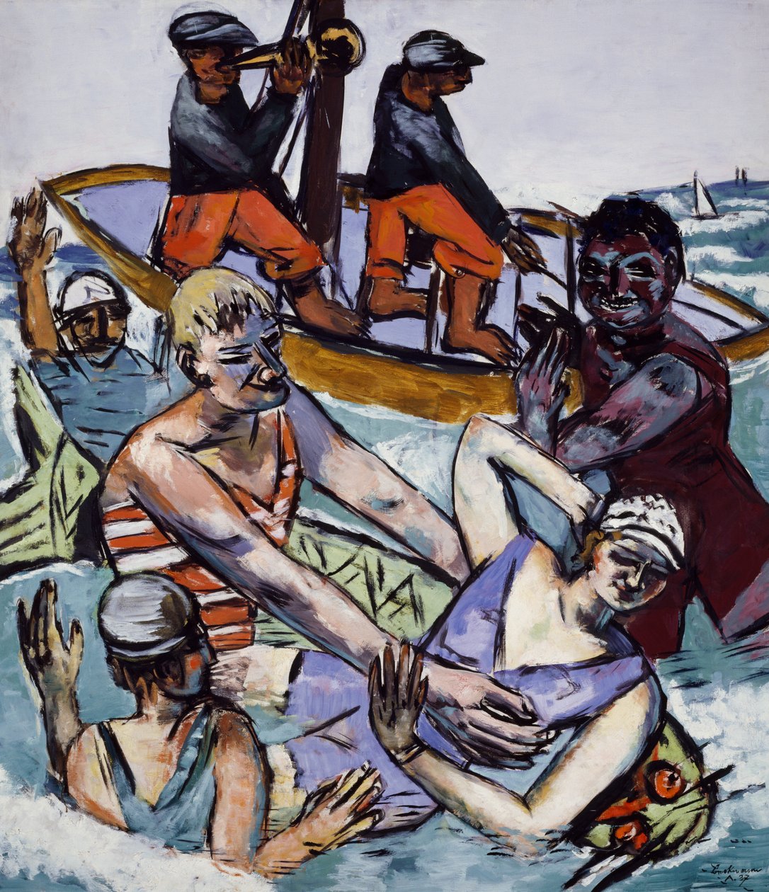 Zwemmen in augustus door Max Beckmann
