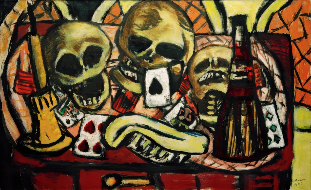 Stilleven met schedel door Max Beckmann