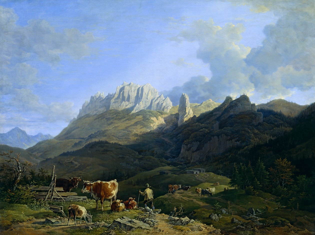 Alpenlandschap met Kampenwand door Max Joseph Wagenbauer