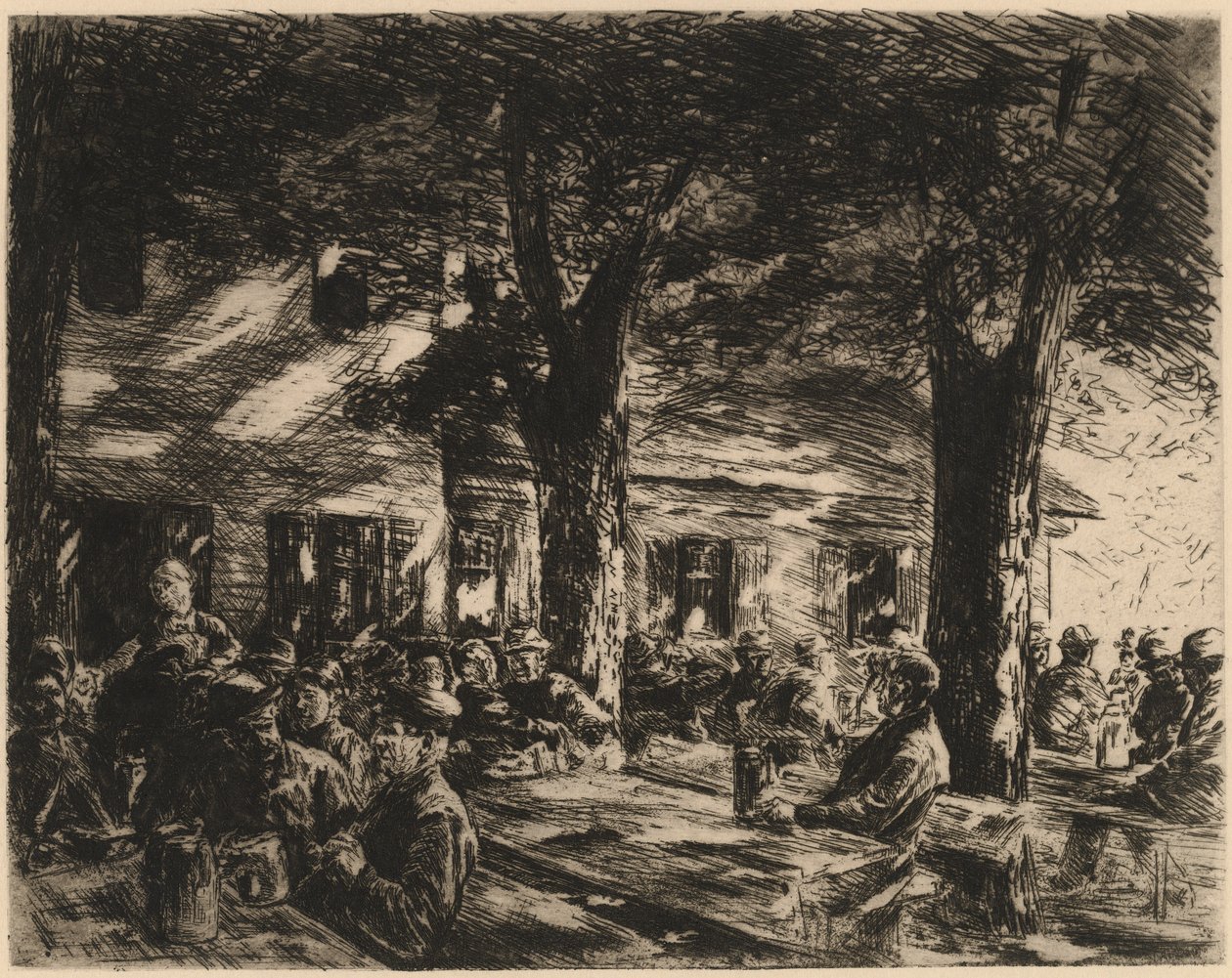 Een taverne tuin in Rosenheim, 1895 door Max Liebermann