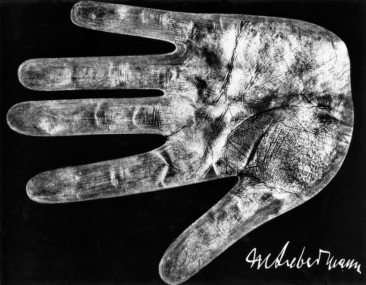 Afdruk van de hand van Max Liebermann door Max Liebermann