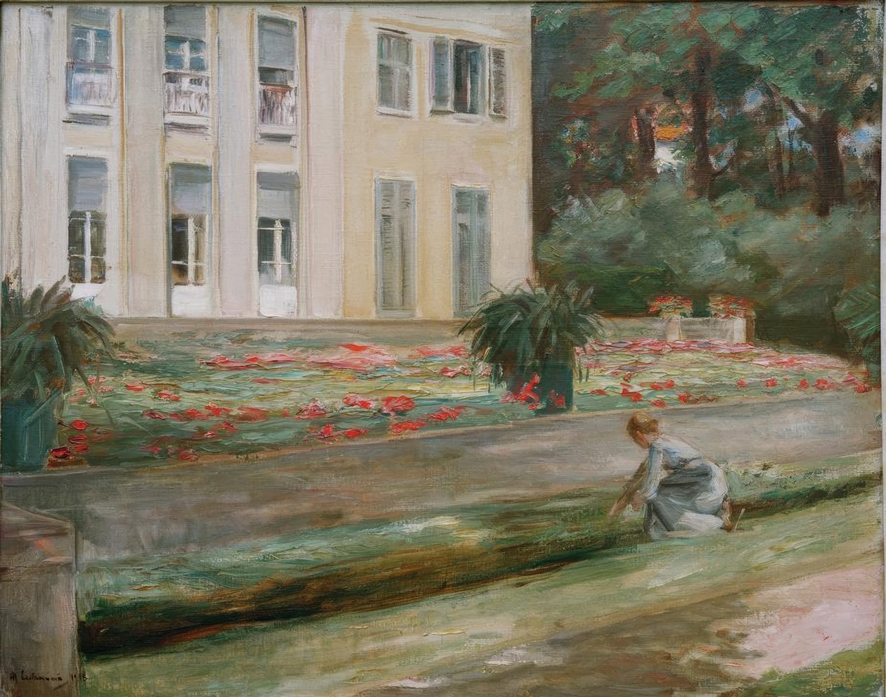 De bloementerras in de Wannseetuin naar het noordwesten door Max Liebermann