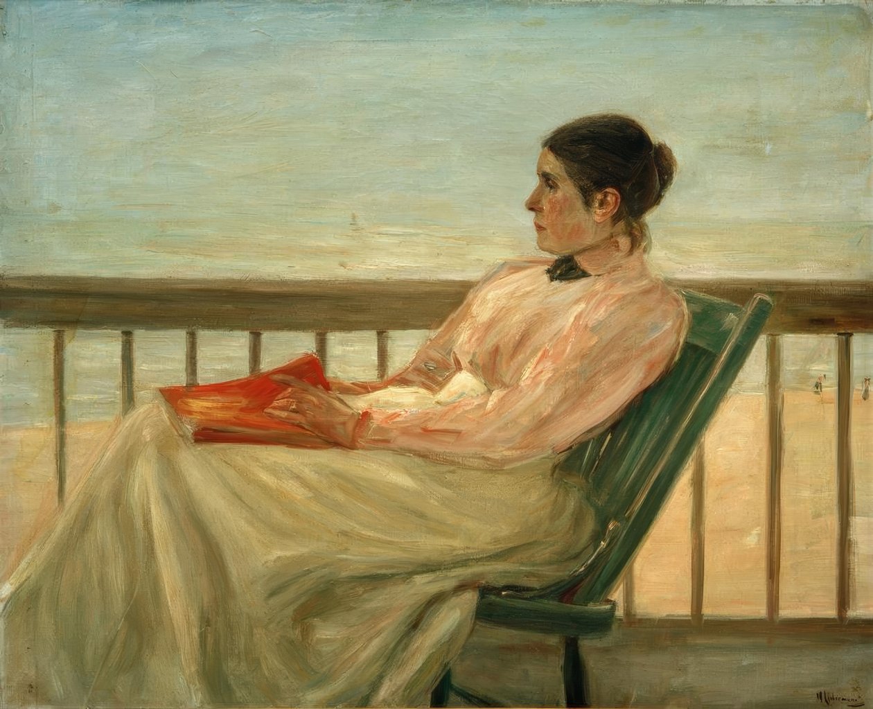 De vrouw van de kunstenaar op het strand door Max Liebermann