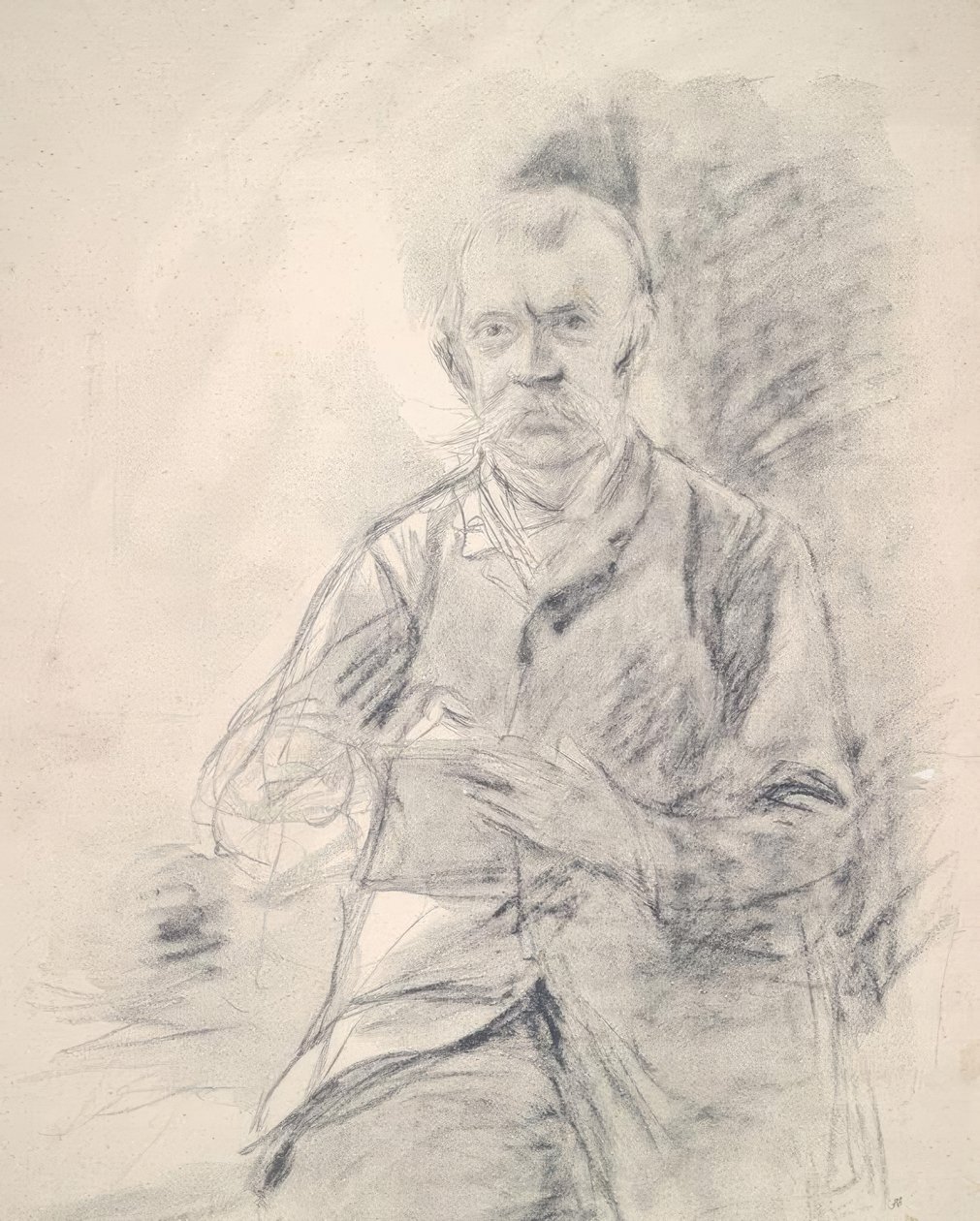 Fritz von Uhde / Litho. v. Liebermann door Max Liebermann