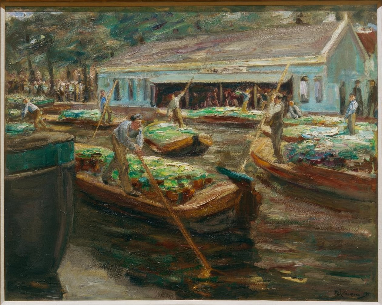 Groentemarkt in Delft door Max Liebermann