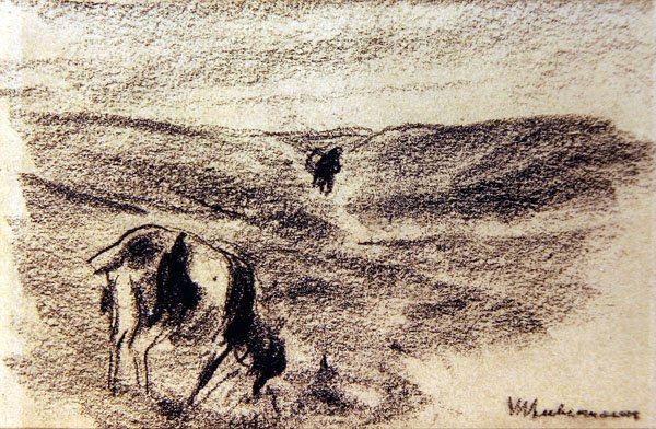 Geit die knabbelt, ca. 1890 door Max Liebermann