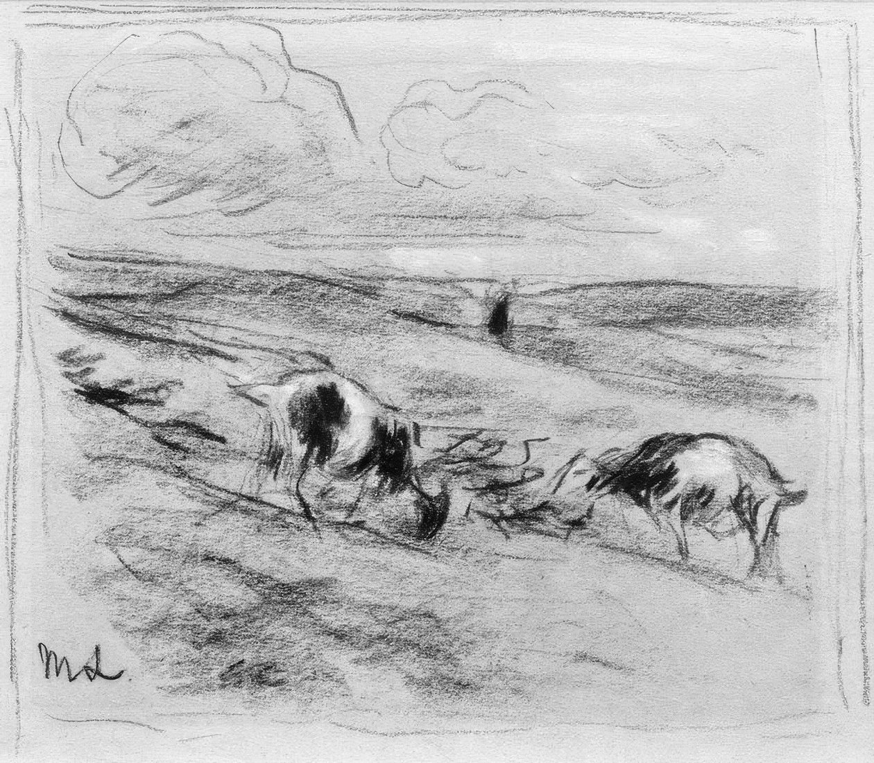 Grazende geiten in de duinen door Max Liebermann