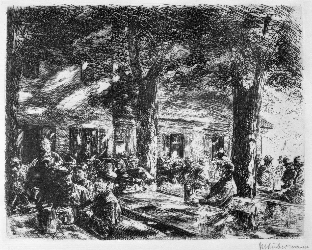 Biergarten in Rosenheim door Max Liebermann